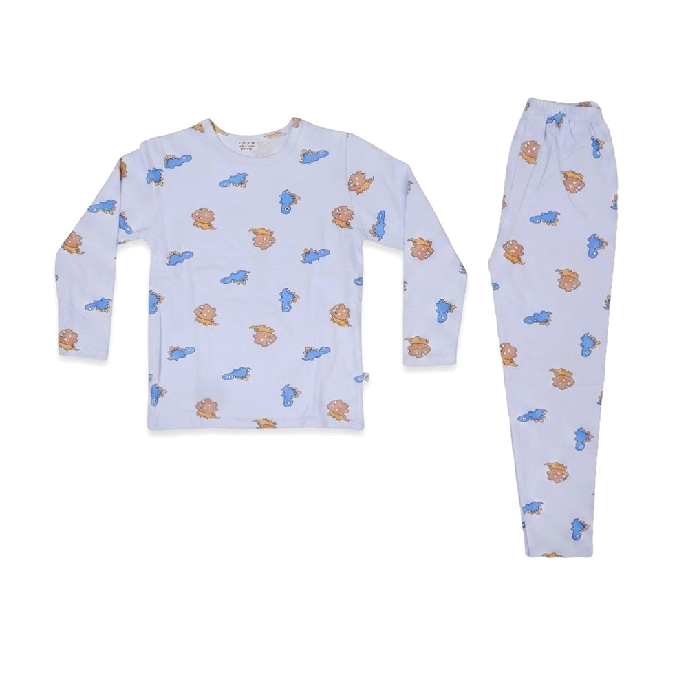 BOYS L/S 2PC L/W SLEEPING SUIT SKY BLUE 5-6YEAR ZHS-26 6001 Default Title - MamasJan KidsWear