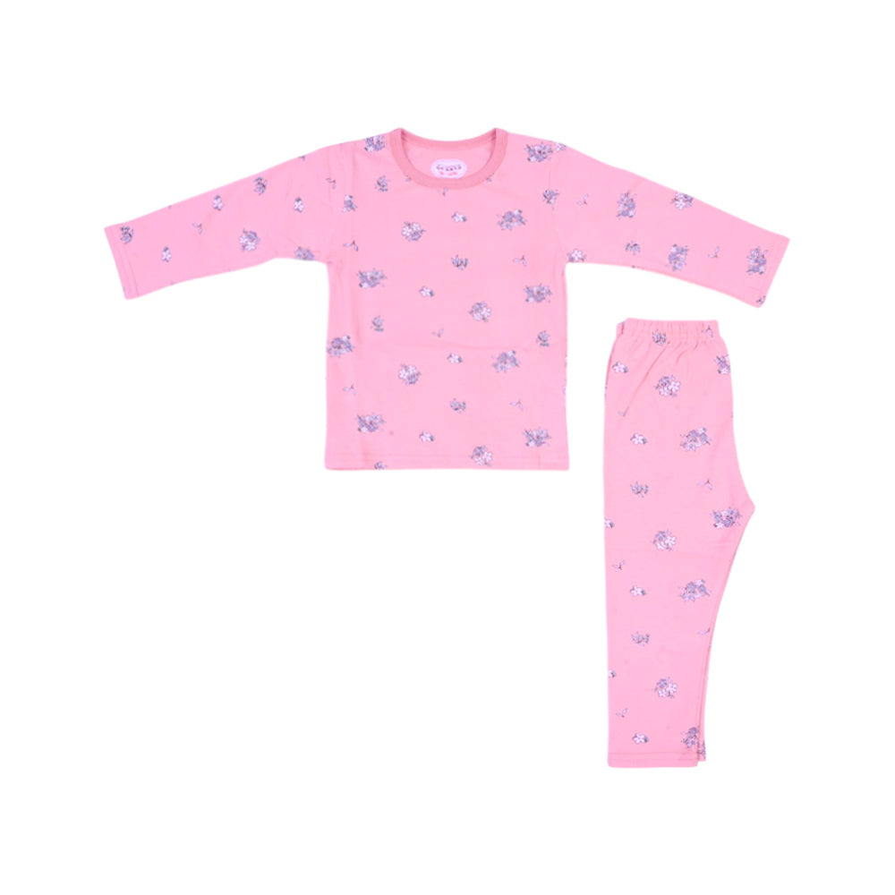 GIRLS L/S 2PC L/W SLEEPING SUIT T-PINK 12-18M ZHS-26 7285 I. Default Title - MamasJan KidsWear
