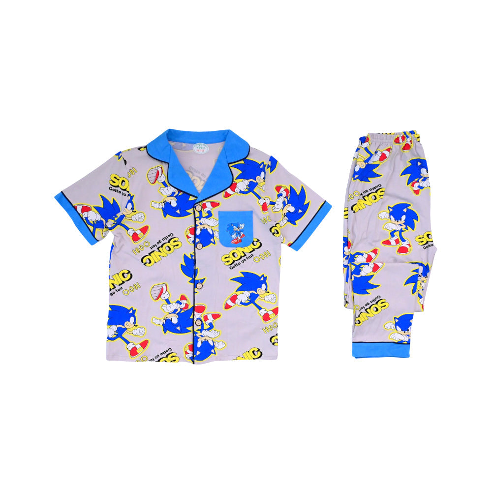 BOYS S/S 2PC SLEEPING SUIT F/O 7-8YEAR GREY BLUE NO-1 IR-26 Default Title - MamasJan KidsWear