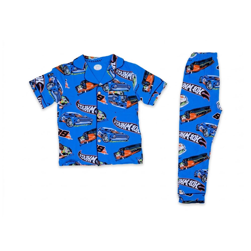 BOYS S/S 2PC SLEEPING SUIT F/O 6-7YEAR R-BLUE NO-2 IR-26 Default Title - MamasJan KidsWear