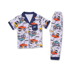 BOYS S/S 2PC SLEEPING SUIT F/O 5-6YEAR D-GREY NO-3 IR-26 Default Title - MamasJan KidsWear