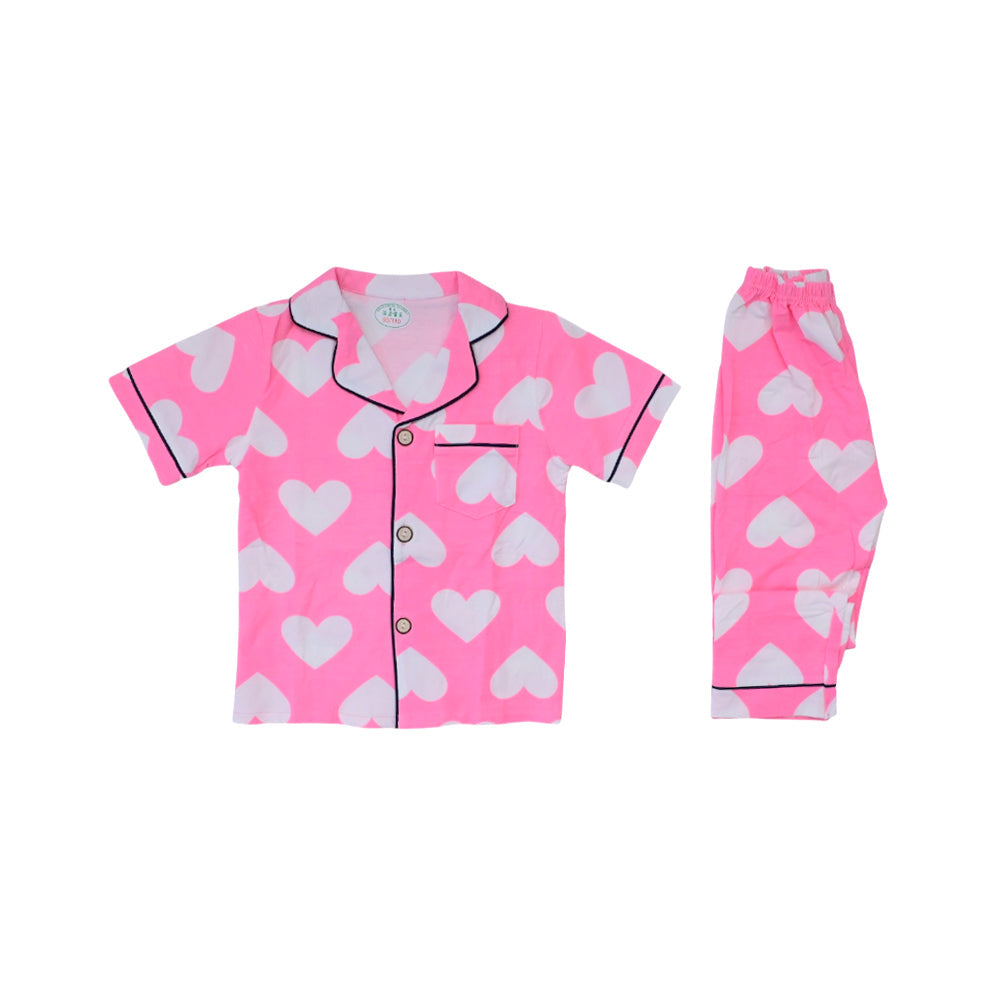 GIRLS S/S 2PC SLEEPING SUIT F/O 2-3YEAR PINK NO-9 IR-26 Default Title - MamasJan KidsWear