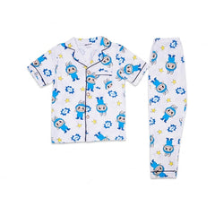 BOYS S/S 2PC SLEEPING SUIT F/O 4-5YEAR WHITE PRINTED NO-10 I Default Title - MamasJan KidsWear