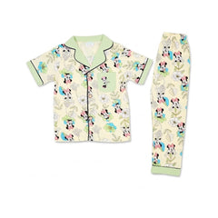 GIRLS S/S 2PC SLEEPING SUIT F/O 3-4YEAR GREEN NO-12 IR-26 Default Title - MamasJan KidsWear