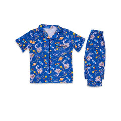 BOYS S/S 2PC SLEEPING SUIT F/O 8-9YEAR L-BLUE NO-14 IR-26 Default Title - MamasJan KidsWear