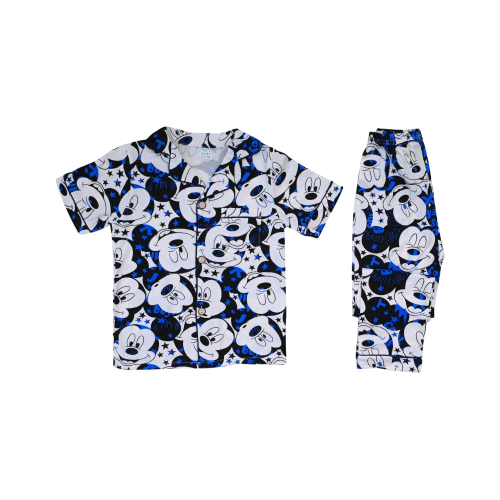 BOYS S/S 2PC SLEEPING SUIT F/O 5-6YEAR WHIOTE PRINTED NO-15 Default Title - MamasJan KidsWear