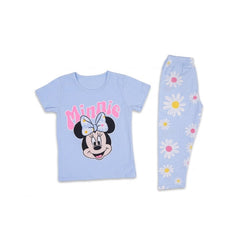 GIRLS S/S 2PC SLEEPING SUIT R/NECK 3-4YEAR SKY BLUE NO-23 IR Default Title - MamasJan KidsWear