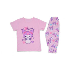 GIRLS S/S 2PC SLEEPING SUIT R/NECK 6-7YEAR L-PINK NO-25 IR-2 Default Title - MamasJan KidsWear