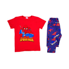 BOYS S/S 2PC SLEEPING SUIT ROUND NECK 8-9YEAR RED NO-32 IR-2 Default Title - MamasJan KidsWear