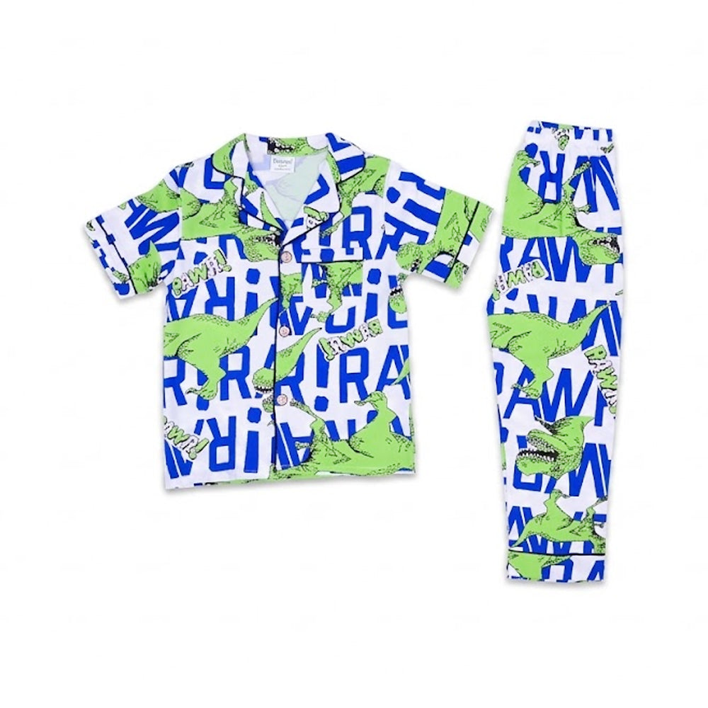 BOYS S/S 2PC SLEEPING SUIT F/O 3-4YEAR GREEN BLUE NO-43 IR-2 Default Title - MamasJan KidsWear