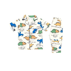 BOYS S/S 2PC SLEEPING SUIT F/O 6-7YEAR OFF WHITE NO-47 IR-26 Default Title - MamasJan KidsWear