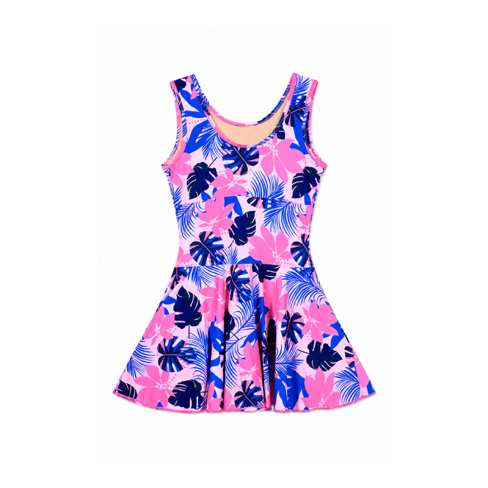 LADIES S/L SWIMMING COSTUME PINK TROPICAL-2 2XL IR-25 31626 Default Title - MamasJan KidsWear