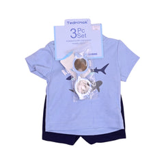 BOYS S/S 3PC KNICKER SUIT BLUE 0-3M ZHS-26 NO-1 W.G Default Title - MamasJan KidsWear