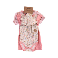 GIRLS S/S 4PC KNICKER SUIT (B) PINK PRINT 18-24M ZHS-26 NO-2 Default Title - MamasJan KidsWear