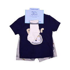 BOYS S/S 3PC KNICKER SUIT NAVY BLUE 9-12M ZHS-26 NO-8 W.G Default Title - MamasJan KidsWear