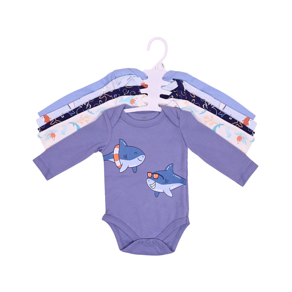 BOYS L/S 5PC BODY SUIT MULTI 3-6M ZHS-26 NO-10 W.G Default Title - MamasJan KidsWear