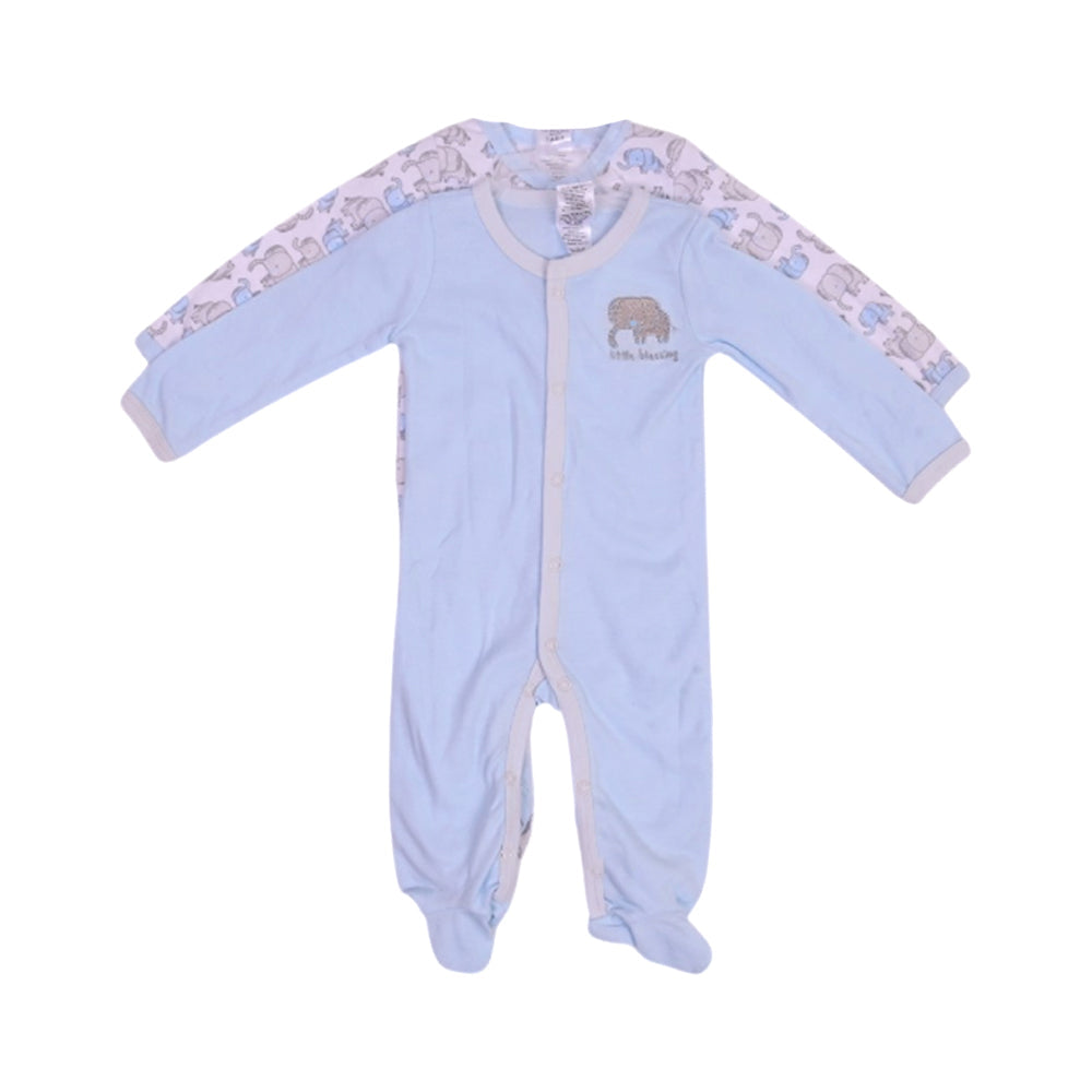 BOYS L/S 2PC ROMPER BLUE 6-9M ZHS-26 NO-13 W.G Default Title - MamasJan KidsWear