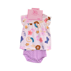 GIRLS CAP SLEEVE 3PC KNICKER SUIT L-PURPLE PRINTED 6-9M ZHS- Default Title - MamasJan KidsWear