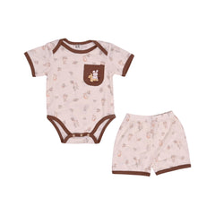 GIRLS S/S 2PC KNICKER SUIT BROWN 0-3M ZHS-26 12 W.G Default Title - MamasJan KidsWear