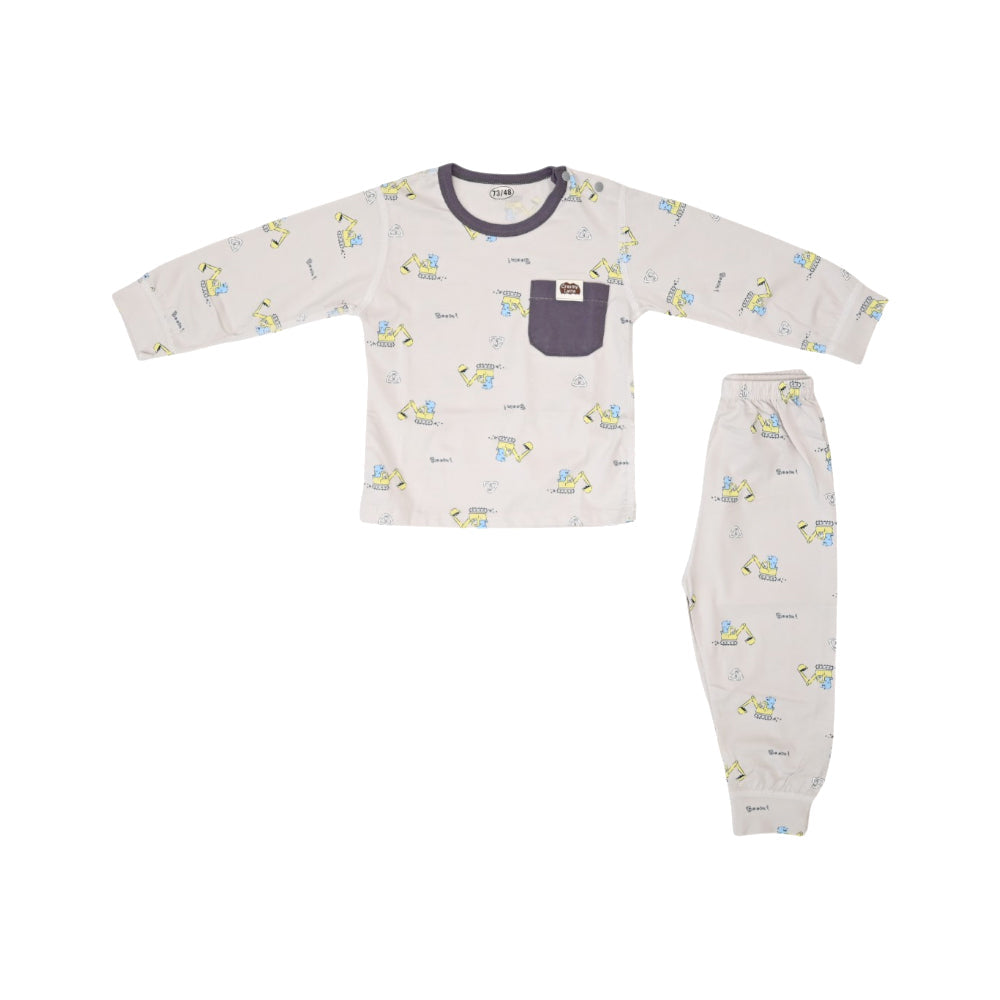 BOYS L/S 2PC PAJAMA SUIT GREY 3-6M ZHS-26 13 W.G Default Title - MamasJan KidsWear