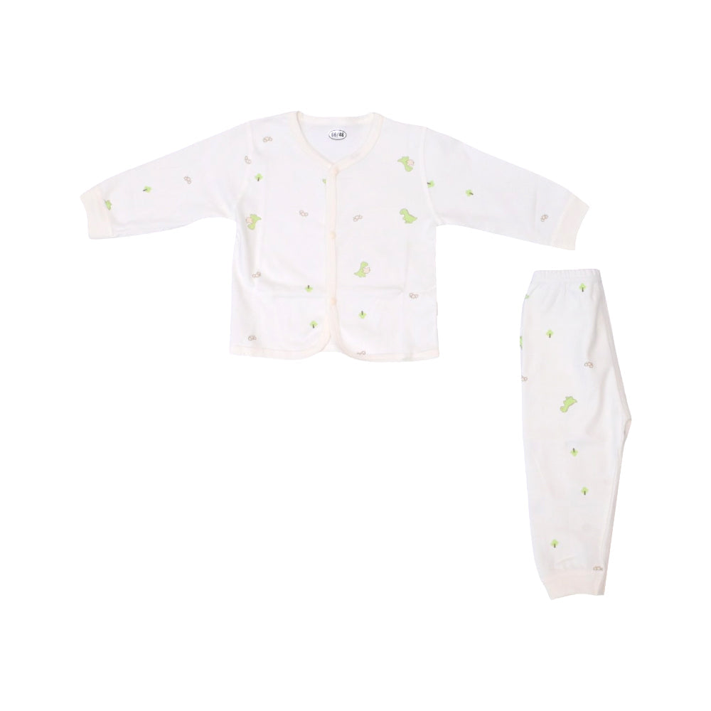 UNISEX L/S 2PC PAJAMA SUIT L/W CREAM 0-3M ZHS-26 15 W.G Default Title - MamasJan KidsWear