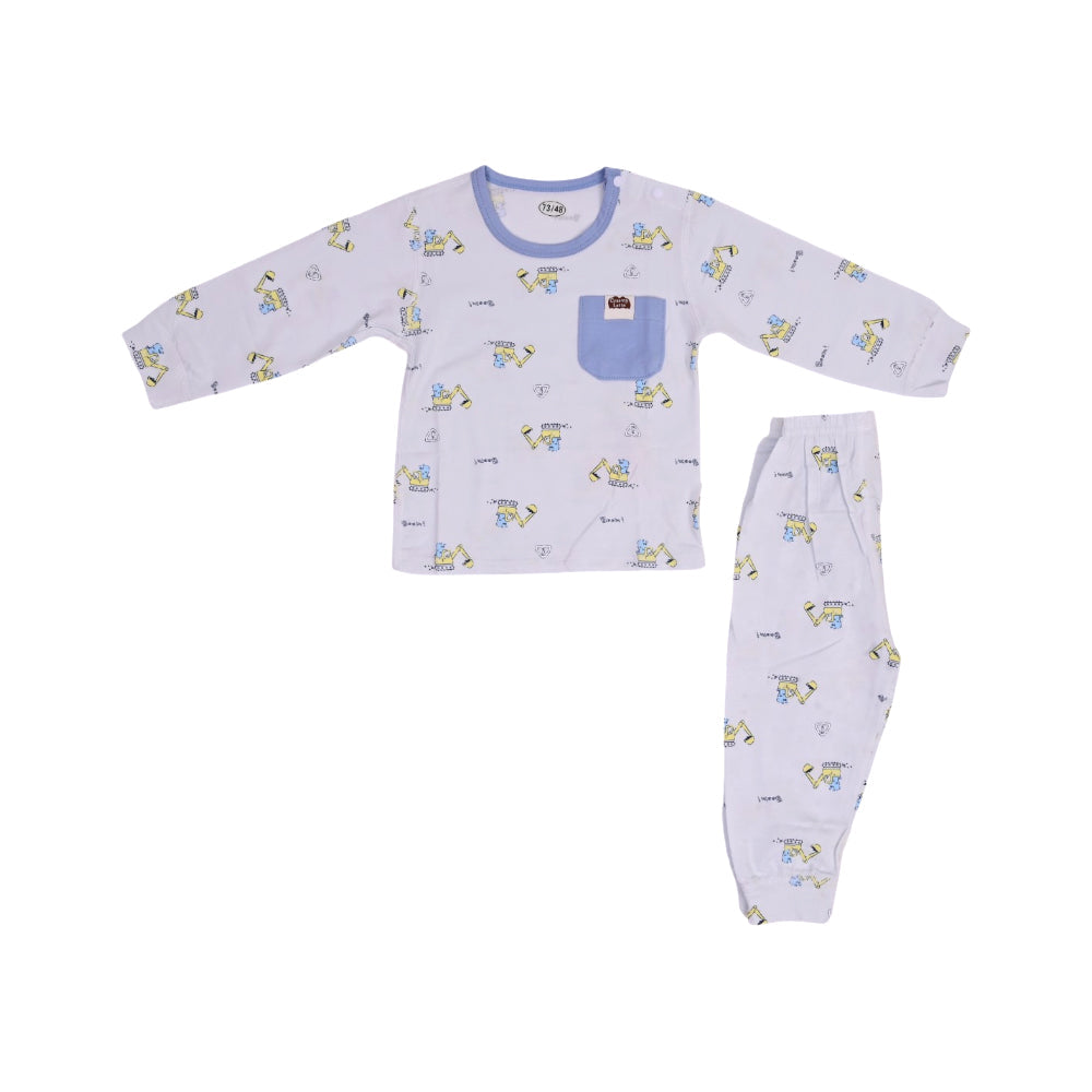 BOYS L/S 2PC PAJAMA SUIT SKY BLUE 3-6M ZHS-26 13 W.G Default Title - MamasJan KidsWear