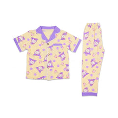 GIRLS S/S 2PC SLEEPING SUIT F/O YELLOW/ PURPLE 4-5YEAR ZHS-2 Default Title - MamasJan KidsWear