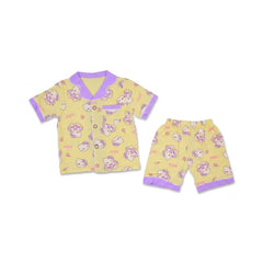 GIRLS S/S 2PC KNICKER SUIT YELLOW/PURPLE 2-3YEAR ZHS-26 105 Default Title - MamasJan KidsWear