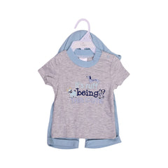 BOY S/S 3PC KNICKER SUIT C-GREEN/GREY 3-6M ZHS-26 NO-5 W.G Default Title - MamasJan KidsWear