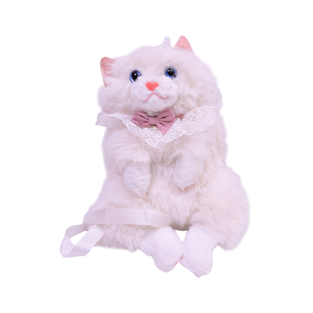 KIDS SHOULDER STAFF FUR BAG W CATSOUND 1011 ZHS-26 OFF WHITE Default Title - MamasJan KidsWear