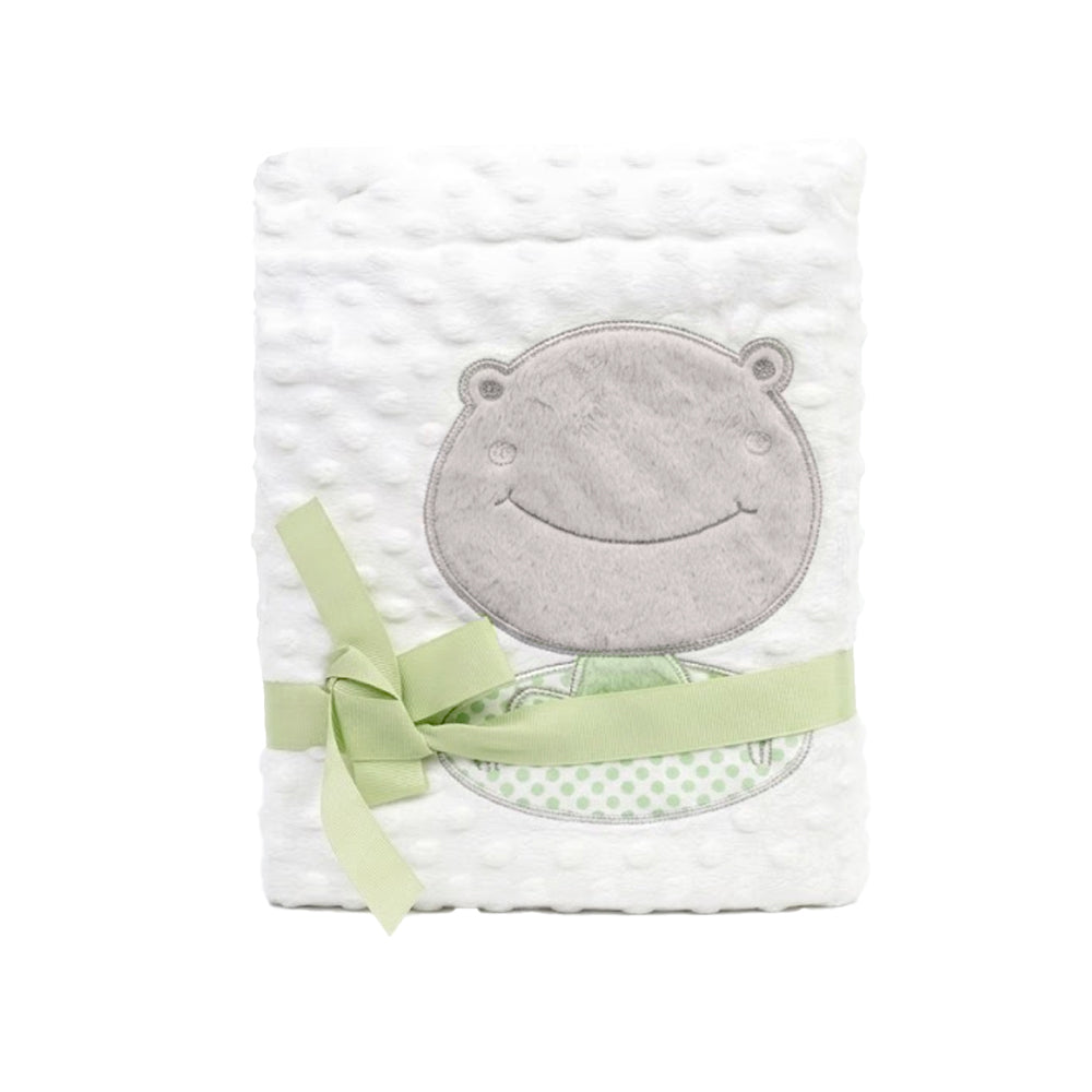 BABY FLEECE WRAPPING SHAWL WHITE & GREEN IR XYBL02 MS-22 S- Default Title - MamasJan KidsWear