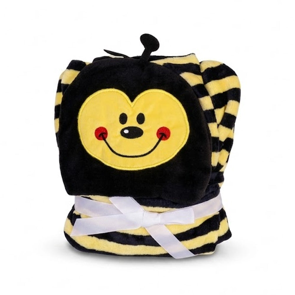 BABY FLEECE WRAPPING SHAWL HOODED YALLOW/BLACK IR 05051 MW-2 Default Title - MamasJan KidsWear