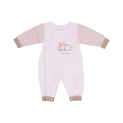 BOYS L/S L/W ROMPER WHITE BROWN 0-3 ZHS-26 9169 I.G Default Title - MamasJan KidsWear