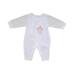 GIRLS L/S L/W ROMPER WHITE PINK N.B ZHS-26 9256 I.G Default Title - MamasJan KidsWear