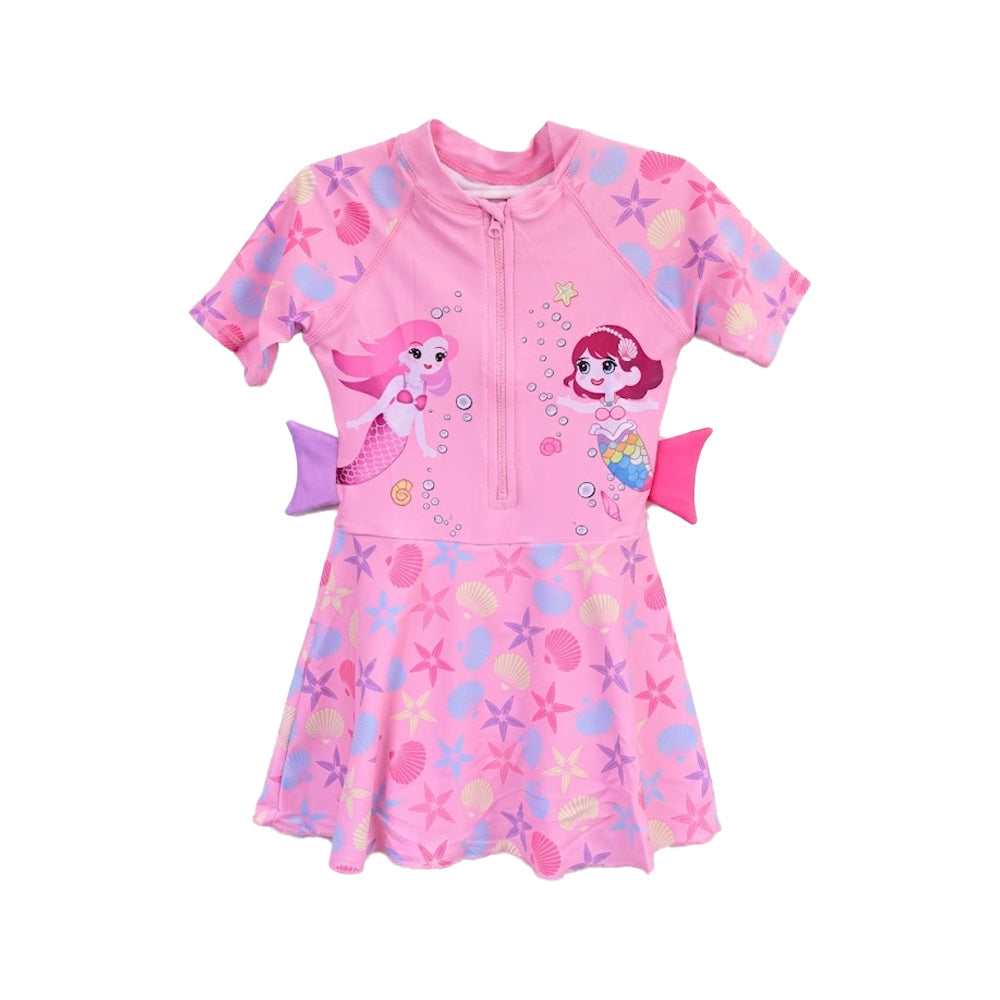 GIRLS S/S 2PC SWIMMING COSTUME PINK 6-7YEAR NO-4 THAI-26 Default Title - MamasJan KidsWear