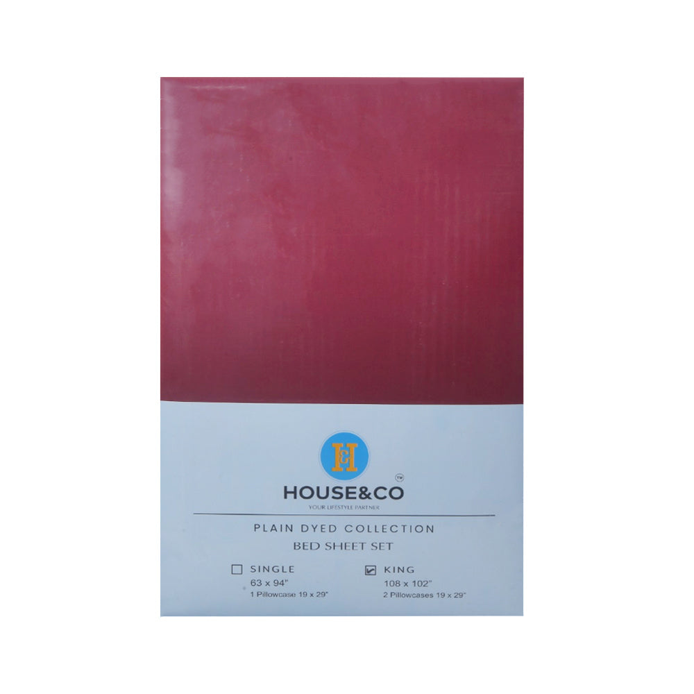 H&C BED SHEET KING BURGUNDY POLY COTTON 108X102 TC-144 Default Title - MamasJan Household