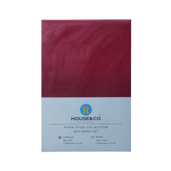 H&C BED SHEET SINGLE BURGUNDY POLY COTTON 63X94 TC-144 Default Title - MamasJan Household