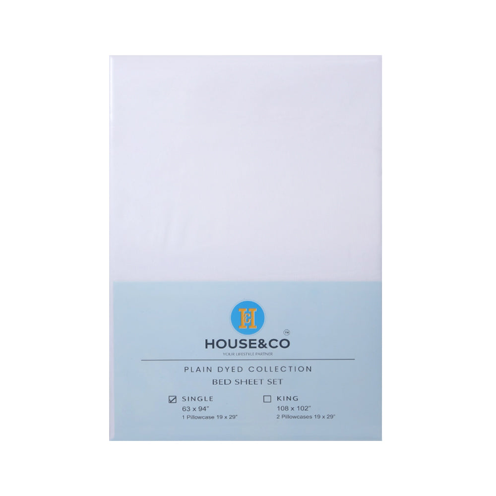 H&C BED SHEET SINGLE WHITE POLY COTTON 63X94 TC-144 Default Title - MamasJan Household