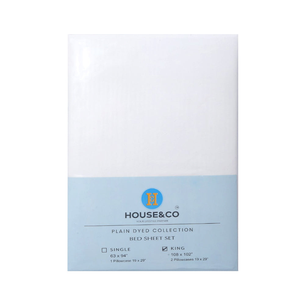 H&C BED SHEET KING OFF WHITE POLY COTTON 108X102 TC-144 Default Title - MamasJan Household