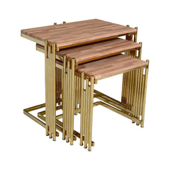 TABLE SET NEST DELUXE 3PCS 1788 BRICK WOOD E25 Default Title - MamasJan Household