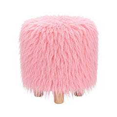 FUR STOOL PINK IR 36073-3 Default Title - MamasJan Household