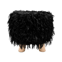 FUR STOOL BLACK IR 36073-9 Default Title - MamasJan Household