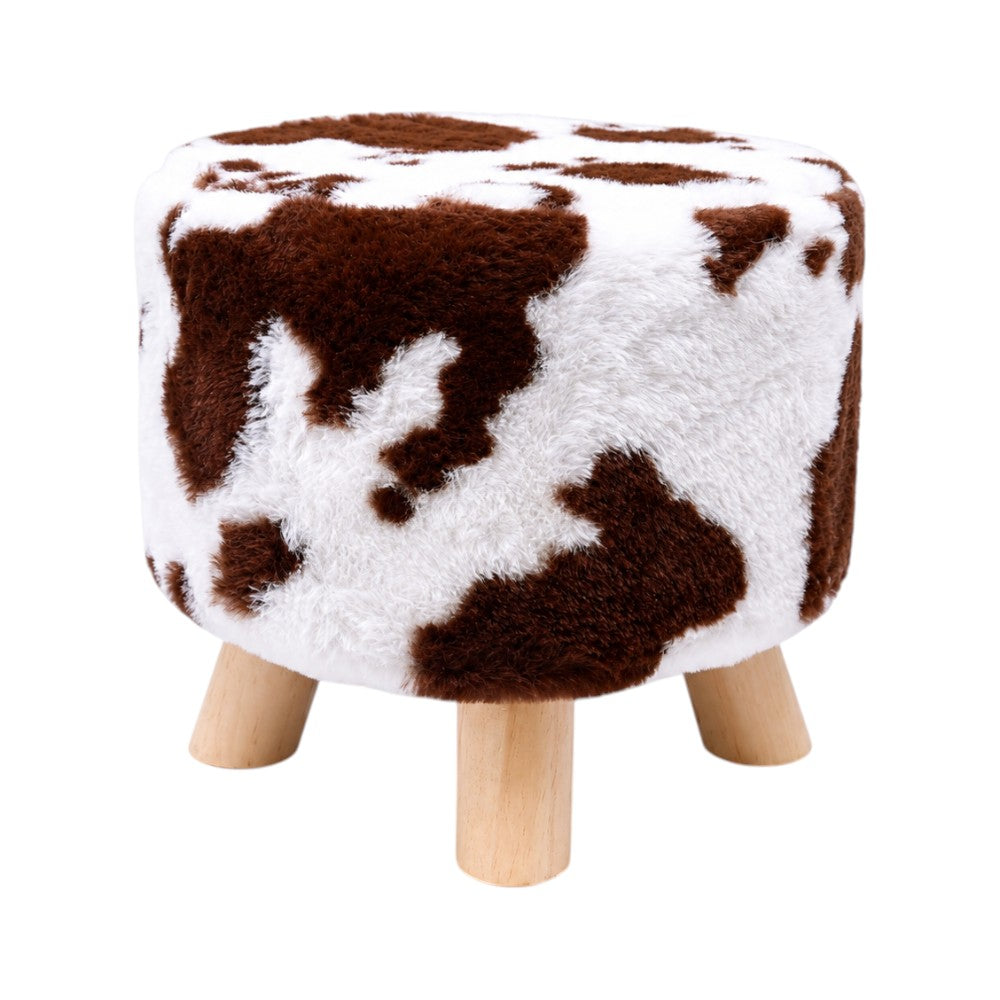 FUR STOOL WHITE/BROWN IR 36073-17 Default Title - MamasJan Household