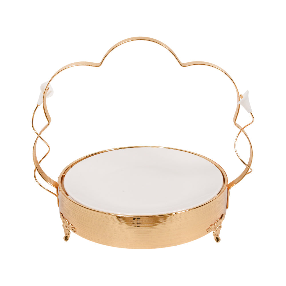 DISH WITH HANDLE GOLDEN 87-6 (L) Default Title - MamasJan Crockery