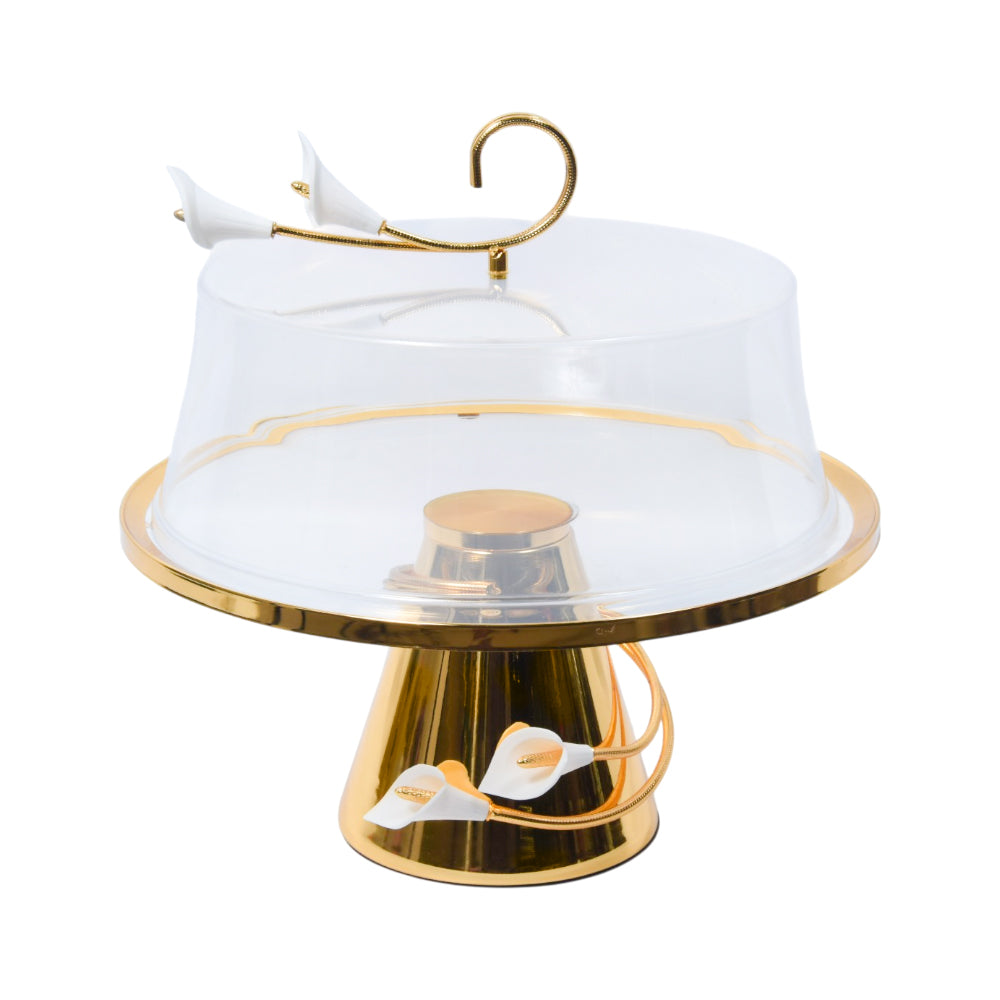 CAKE DISH GOLDEN J6016 A.Z Default Title - MamasJan Décor