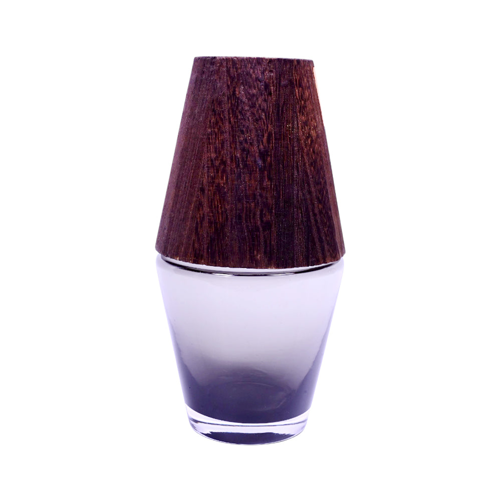 VASE GLASS WITH WOOD 3017-14 Default Title - MamasJan Decoration