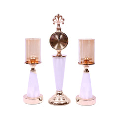 CANDLE STAND WITH CLOCK 3PC IR 25879 Default Title - MamasJan Décor