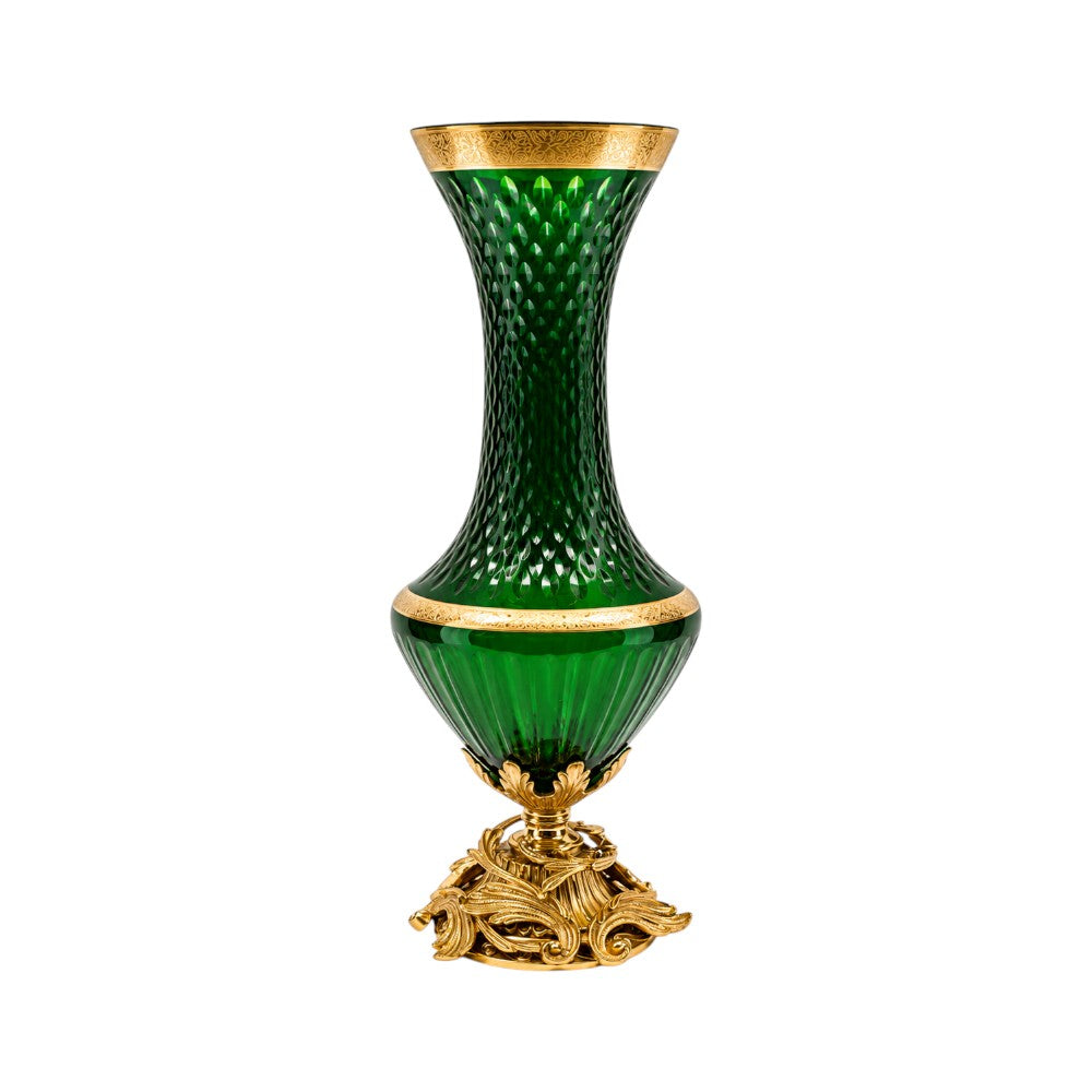 VASE CRYSTAL BRASS IR E7-V1010-2 JSB05-D02-1D Default Title - MamasJan Decoration