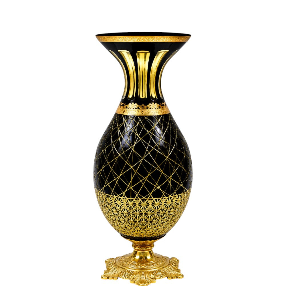 VASE CRYSTAL BRASS IR E9-V1116-3 JSA19-A32 Default Title - MamasJan Decoration
