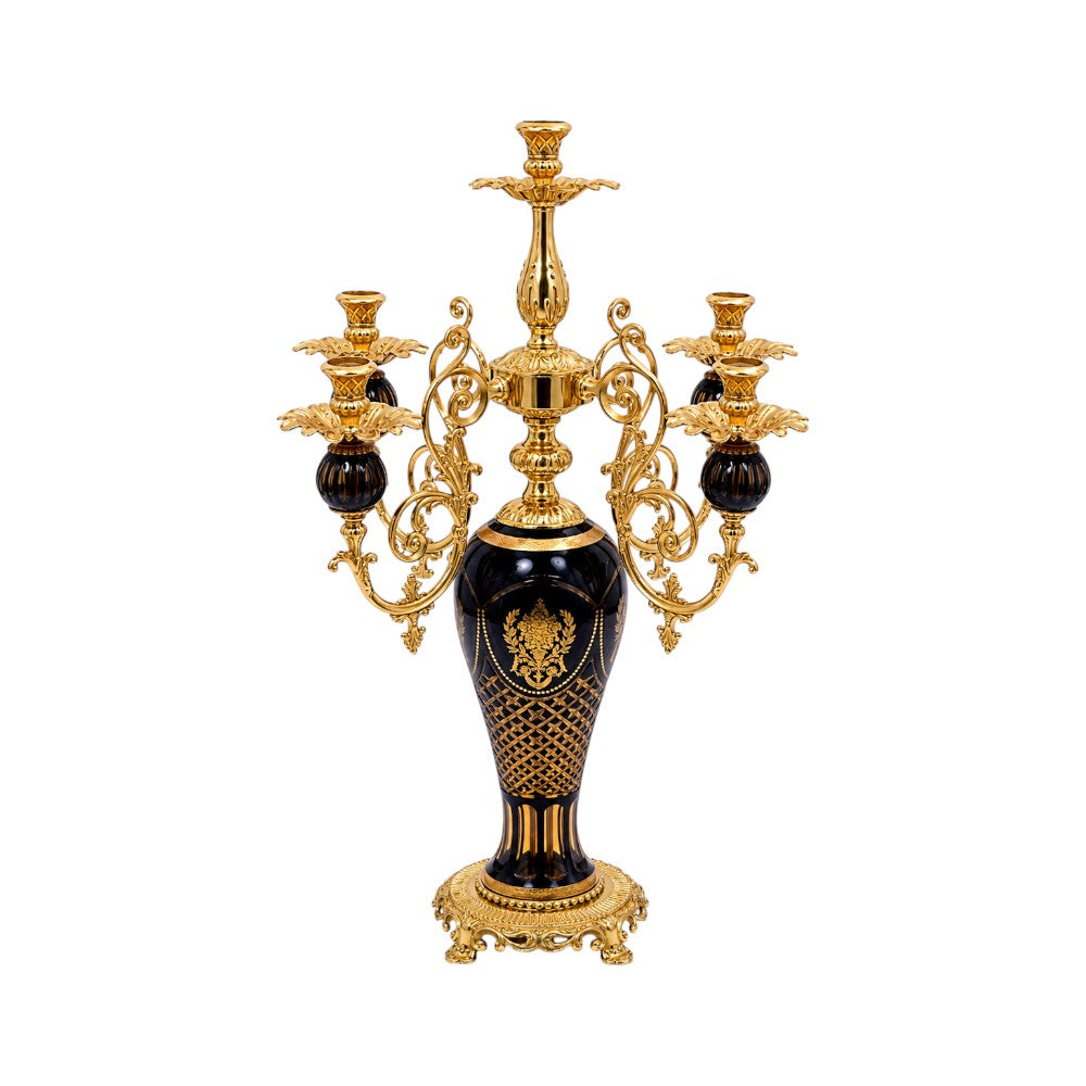 CANDLE STAND CRYSTAL BRASS IR XM29-1 JSC20-C201-1 Default Title - MamasJan Decoration